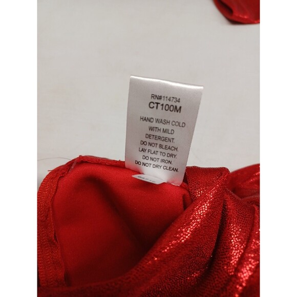 GTM Sportswear Mock Neck Long Sleeve Crop Top Red Shinny Youth L NWT - Picture 9 of 10